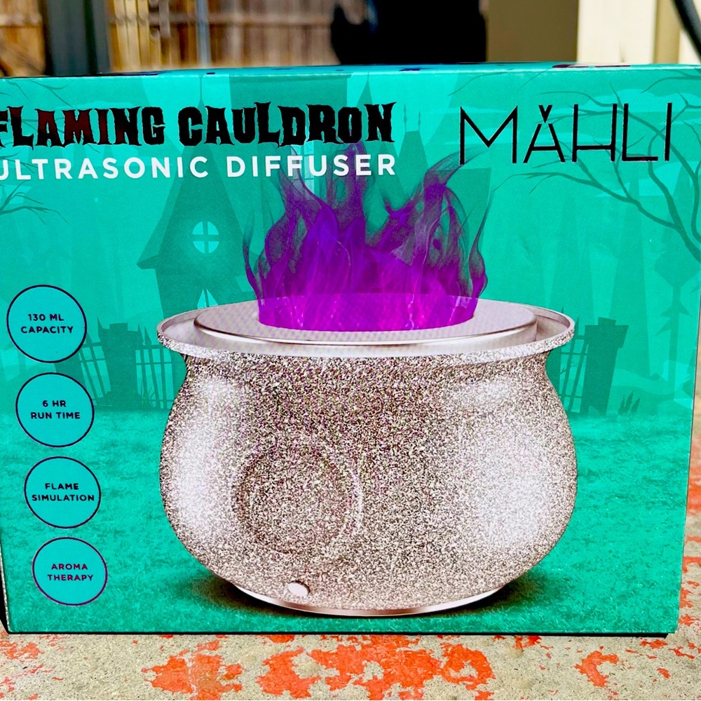 Mahli Flaming Cauldron Aroma Diffuser Silver Glitter